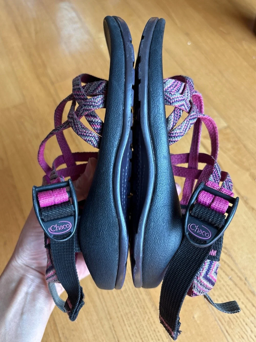 Chaco ZX/1 Classic Sandals Youth Size 1 Ecotread Pink Purple Black Multi-colored